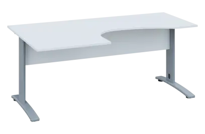 CEK 27 - 187 stůl kancelářský, rohový, levý, kovová podnož stříbrná, deska 25 mm, široký 1800 mm, bí